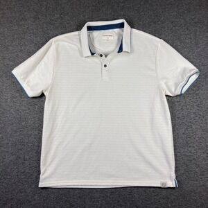 Hudson & Barrow White Short Sleeve Polo Shirt Mens Size Extra Large Textured